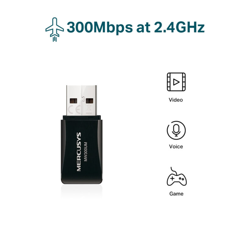 Mercusys MW300UM N300 Wireless Mini USB Adapter - Image 2